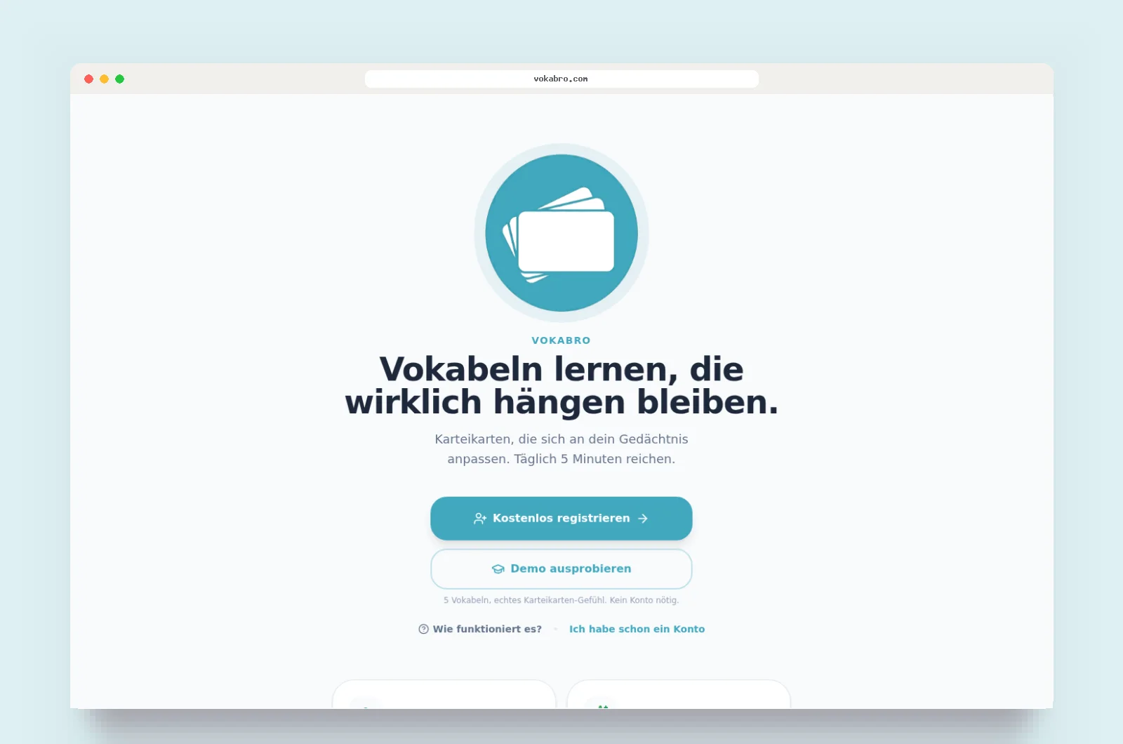 Homepage of Vokabro